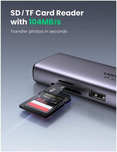 UGREEN 7-in-1 USB-C HUB met HDMI/USB/Ethernet/HDMI/USB-C/Kaartlezer afbeelding 6