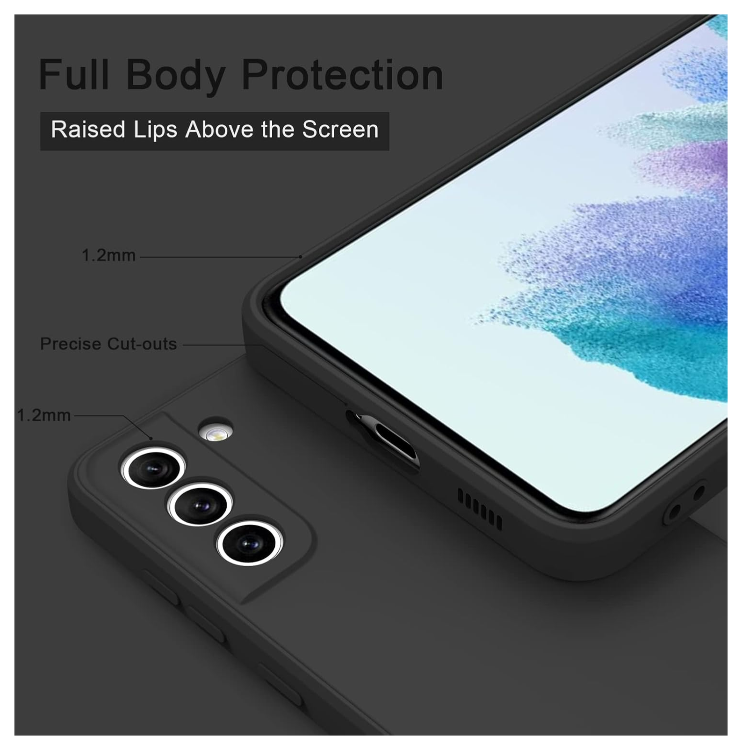 Samsung Galaxy S21 FE Hoesje Dun TPU Matte Back Cover Zwart afbeelding 2