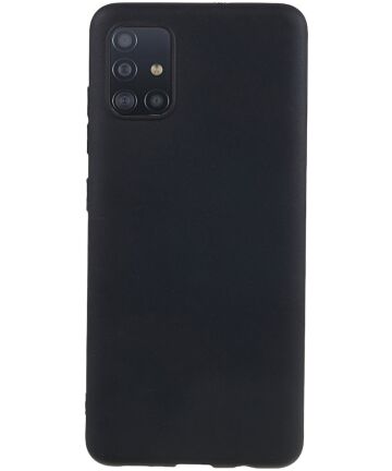Samsung Galaxy A51 Hoesje Dun TPU Matte Back Cover Zwart Hoesjes