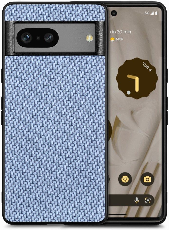 Google Pixel 7a Hoesje Carbon Fiber Back Cover Blauw afbeelding 1