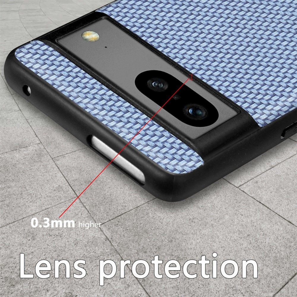 Google Pixel 7a Hoesje Carbon Fiber Back Cover Blauw afbeelding 4