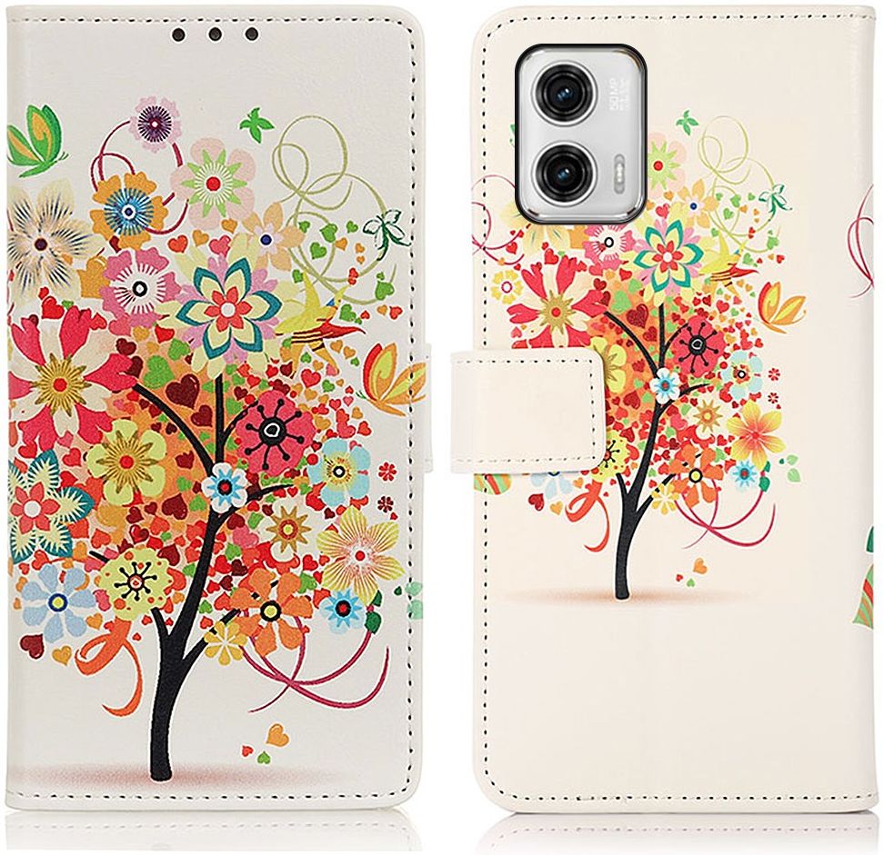 Motorola Moto G73 Hoesje Portemonnee Book Case Boom Print afbeelding 3