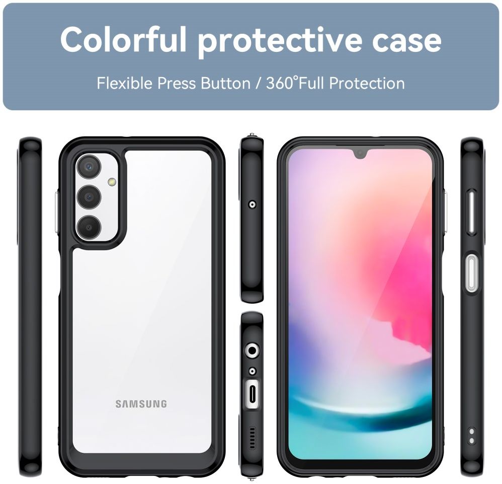 Samsung Galaxy A24 Hoesje Hybride Back Cover Zwart afbeelding 6