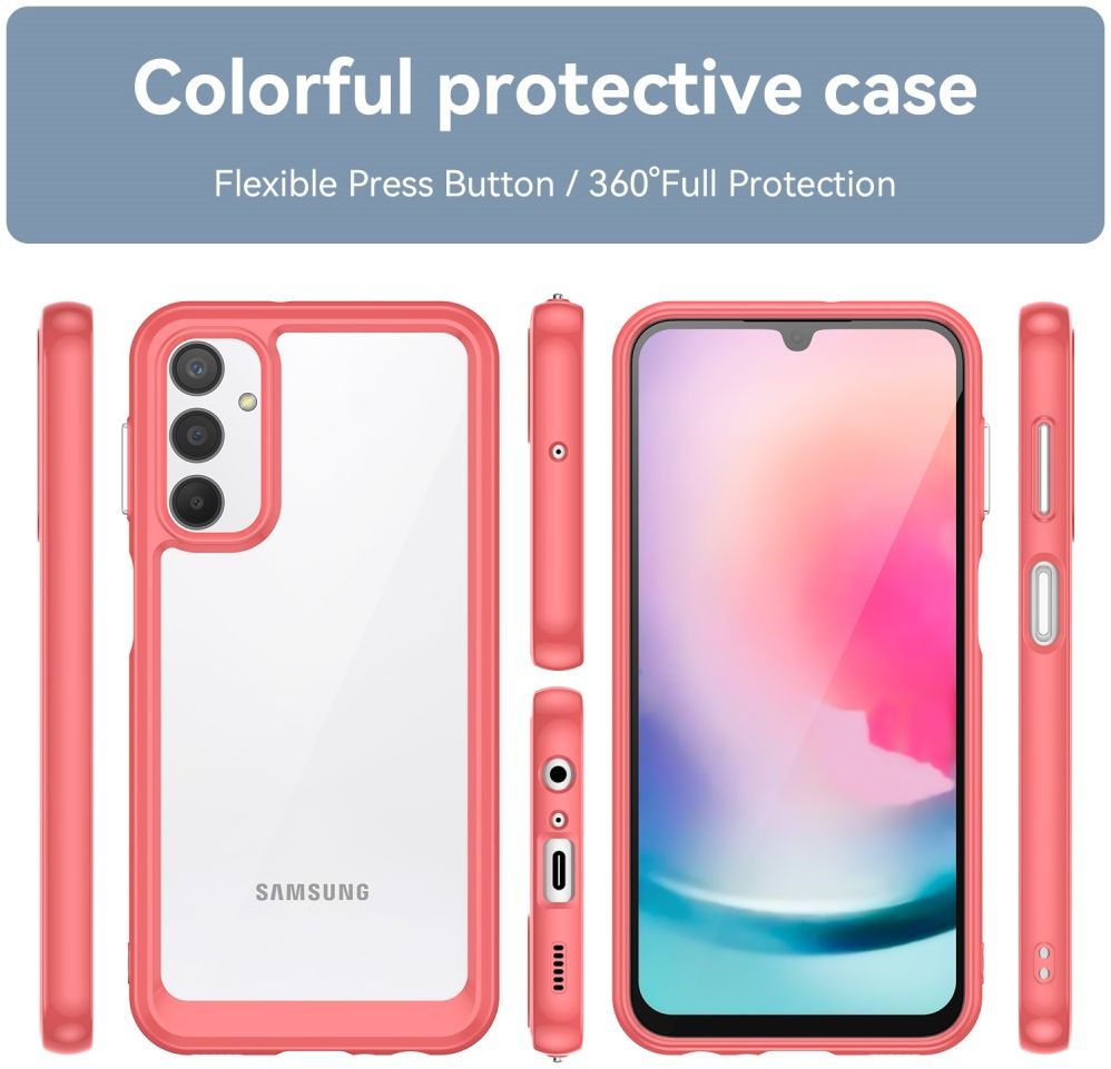 Samsung Galaxy A24 Hoesje Hybride Back Cover Rood afbeelding 6