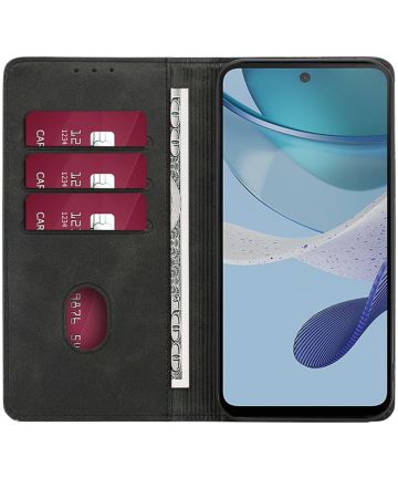 Motorola Moto G73 Hoesje Wallet Book Case Kunstleer Zwart Hoesjes