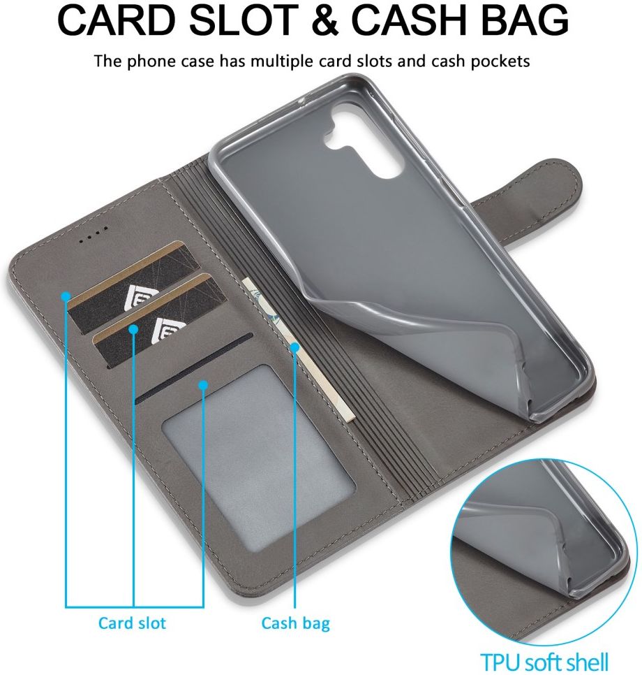 LC.IMEEKE Samsung Galaxy A24 Hoesje Portemonnee Book Case Grijs afbeelding 12