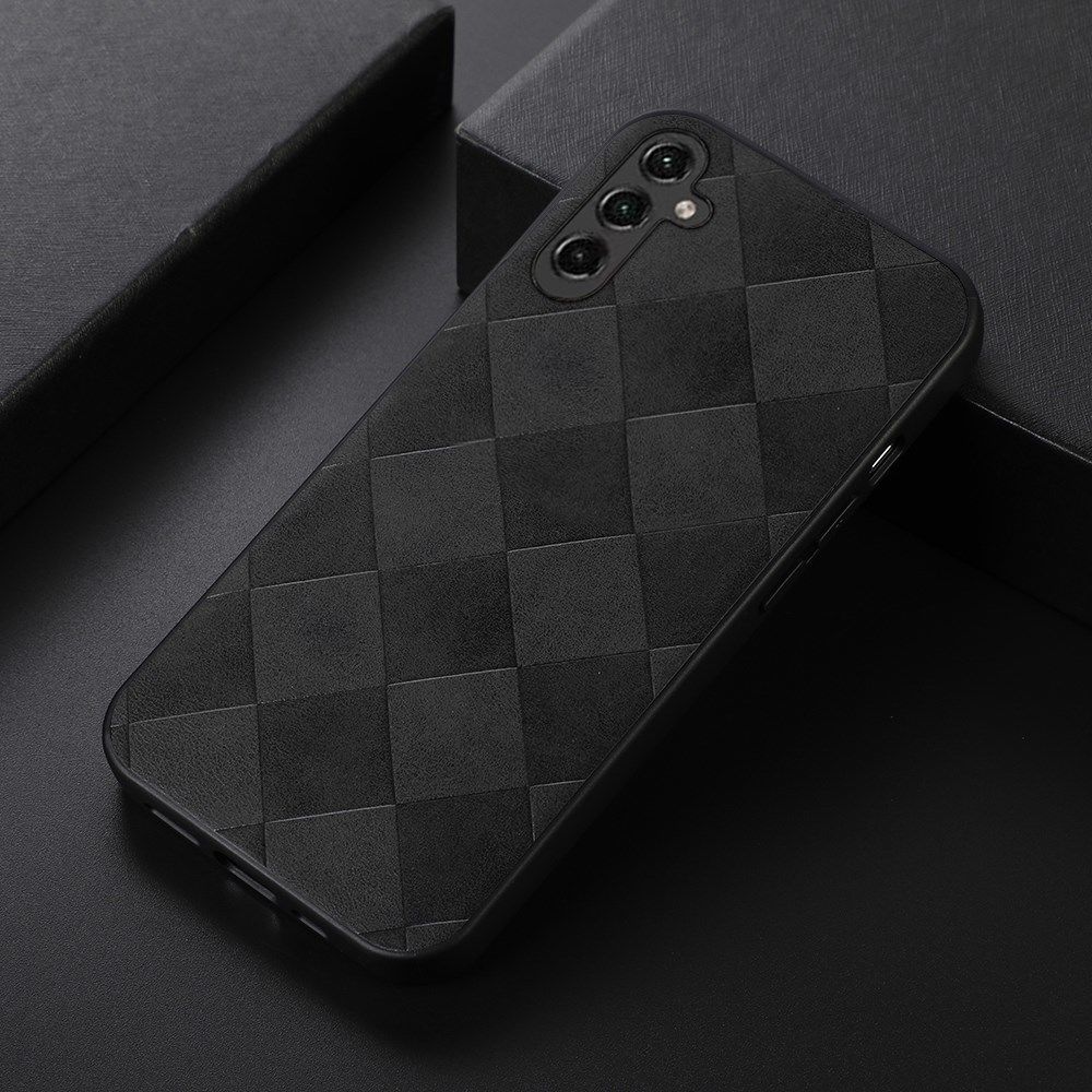 Samsung Galaxy A24 Hoesje met Kunstleer Coating Back Cover Zwart afbeelding 2