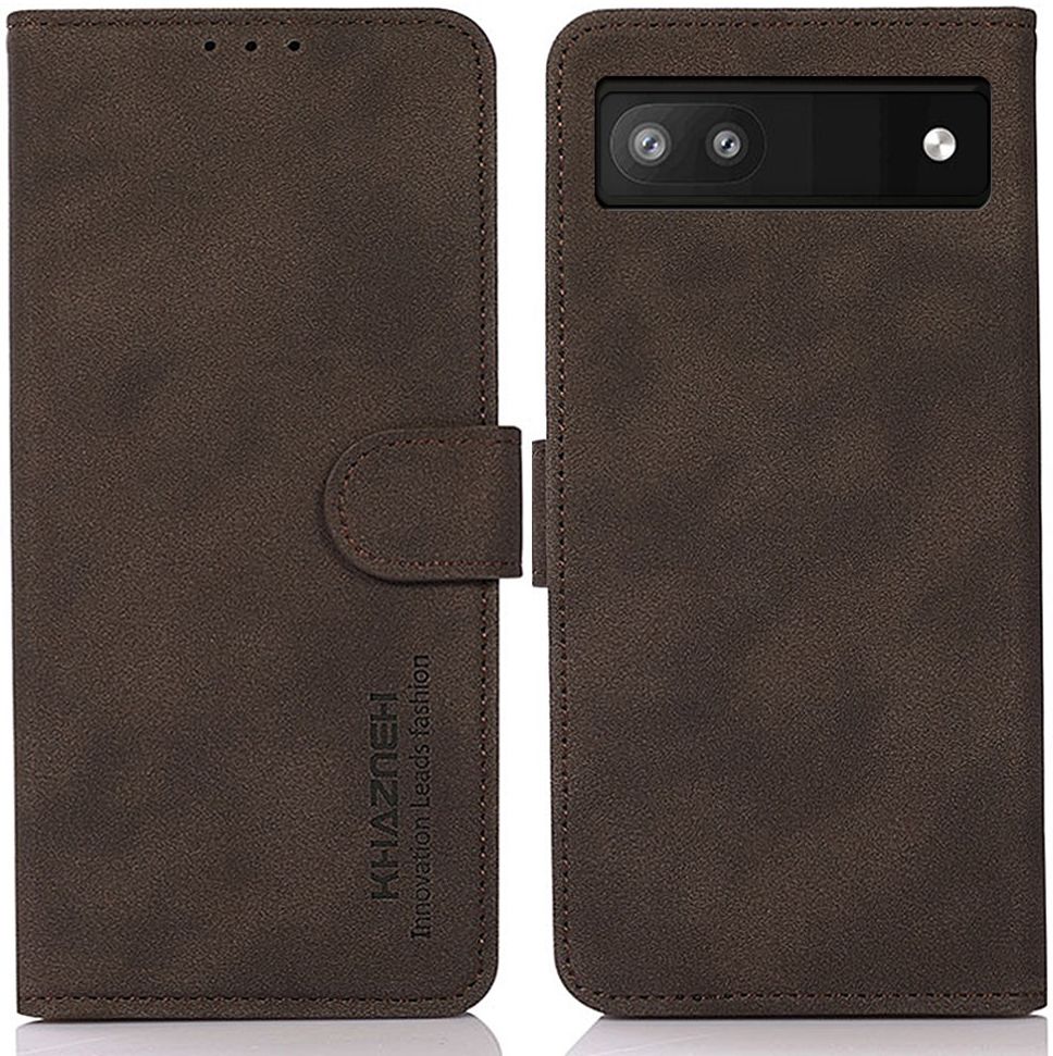 KHAZNEH Google Pixel 7a Hoesje Retro Wallet Book Case Bruin afbeelding 2
