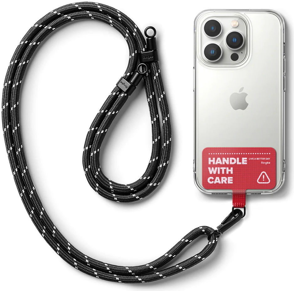 Ringke Holder Link Strap Rood - Universeel Telefoon Koord Zwart / Wit afbeelding 1