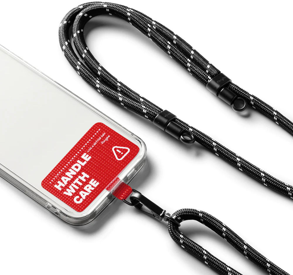 Ringke Holder Link Strap Rood - Universeel Telefoon Koord Zwart / Wit afbeelding 2