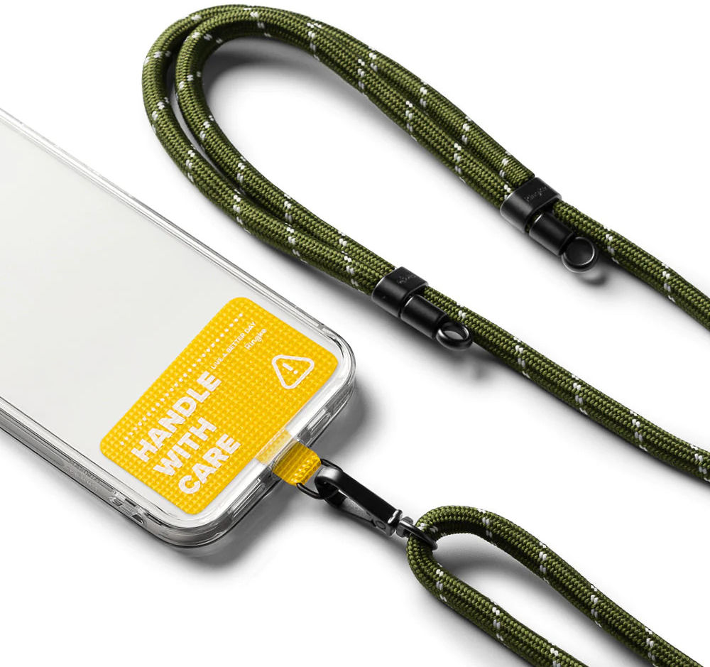 Ringke Holder Link Strap Geel - Universeel Telefoon Koord Khaki / Wit afbeelding 2