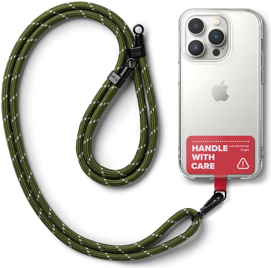 Ringke Holder Link Strap Rood - Universeel Telefoon Koord Khaki / Wit afbeelding 1