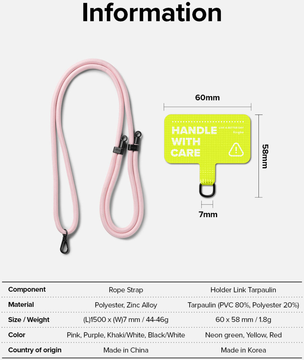Ringke Holder Link Strap Rood - Universeel Telefoon Koord Khaki / Wit afbeelding 11