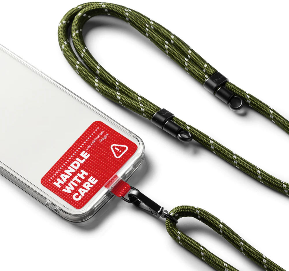 Ringke Holder Link Strap Rood - Universeel Telefoon Koord Khaki / Wit afbeelding 2