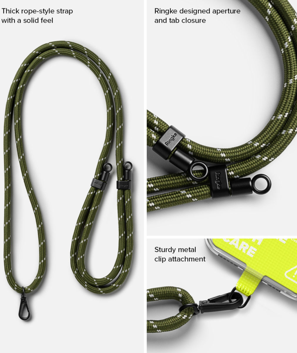Ringke Holder Link Strap Rood - Universeel Telefoon Koord Khaki / Wit afbeelding 6