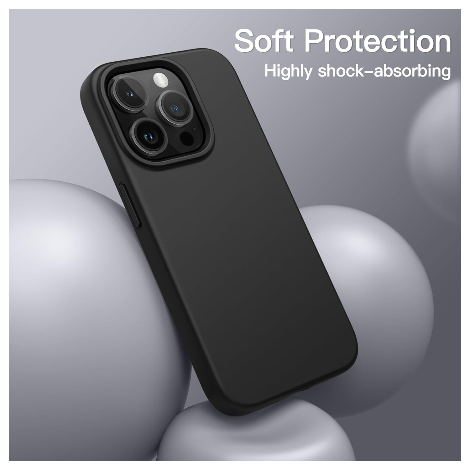 Apple iPhone 14 Pro Hoesje Dun TPU Matte Back Cover Zwart afbeelding 2