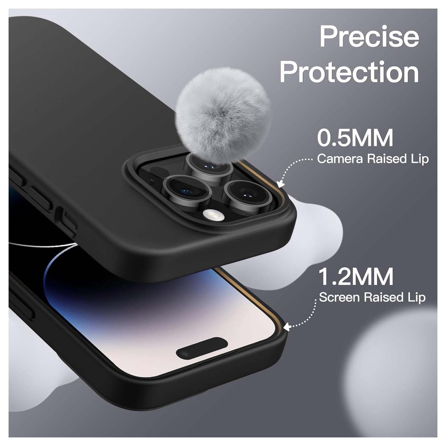 Apple iPhone 14 Pro Hoesje Dun TPU Matte Back Cover Zwart afbeelding 4