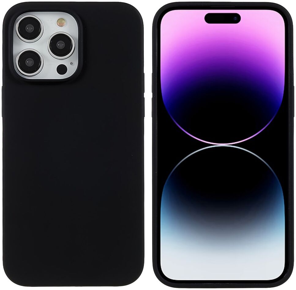 Apple iPhone 14 Pro Max Hoesje Dun TPU Matte Back Cover Zwart afbeelding 2