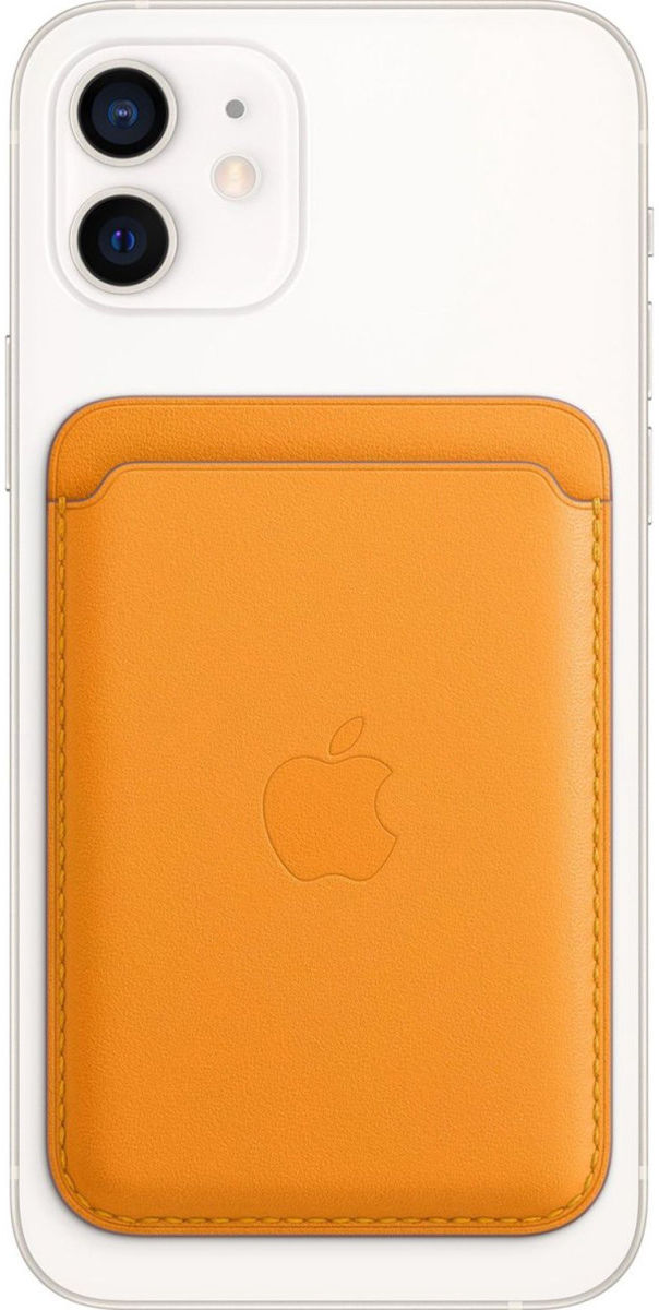 Originele Apple Leather Wallet MagSafe Kaarthouder/Portemonnee Oranje afbeelding 1