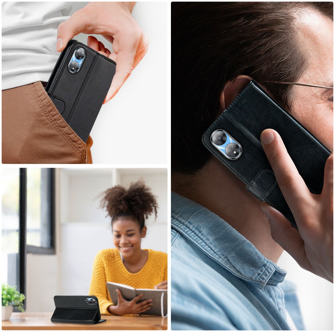 Rosso Element Oppo A58 5G / A78 Hoesje Book Cover Wallet Zwart afbeelding 3