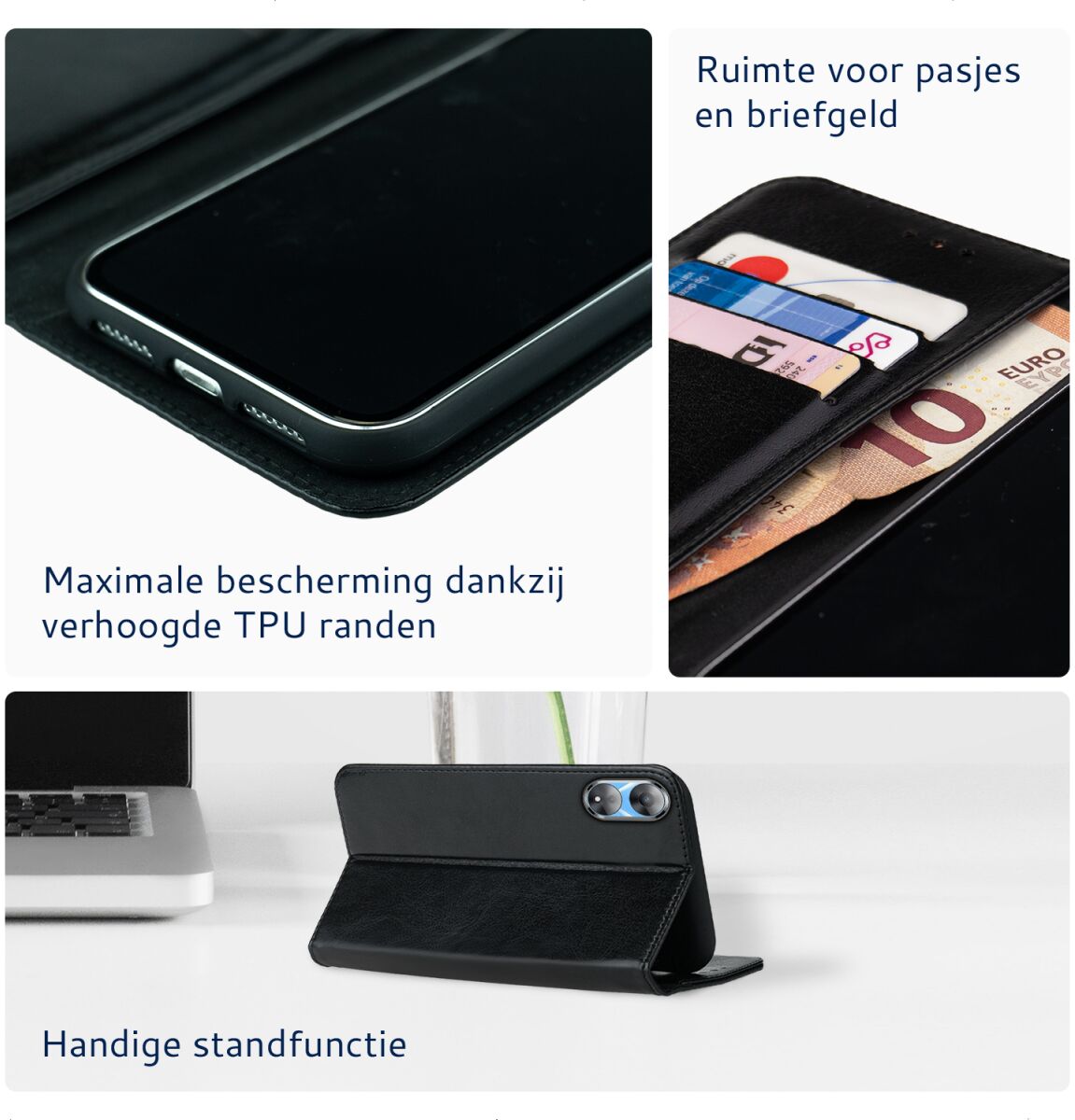 Rosso Element Oppo A58 5G / A78 Hoesje Book Cover Wallet Zwart afbeelding 4