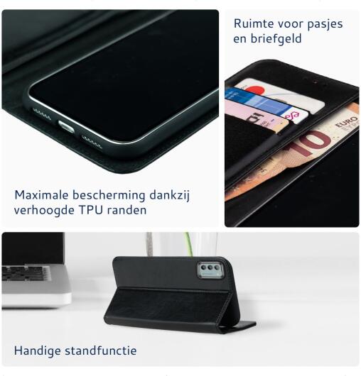 Rosso Element Nokia G22 Hoesje Book Cover Wallet Zwart afbeelding 4
