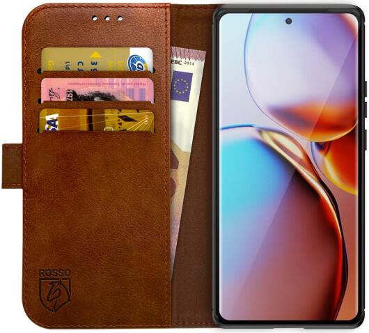 Rosso Element Motorola Edge 40 Pro Hoesje Book Cover Wallet Bruin afbeelding 1