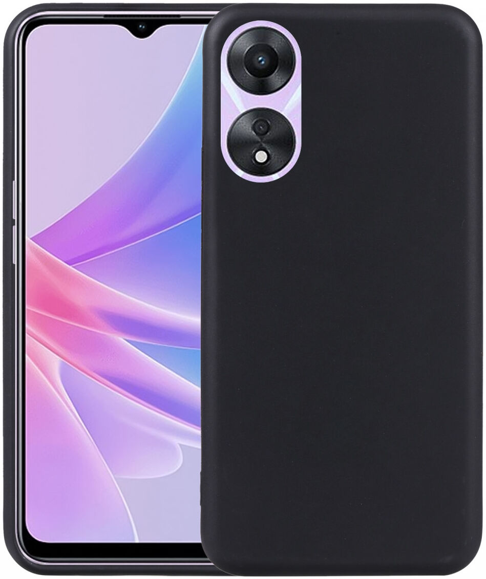 Oppo A58 5G / A78 Hoesje Dun TPU Matte Back Cover Zwart afbeelding 5