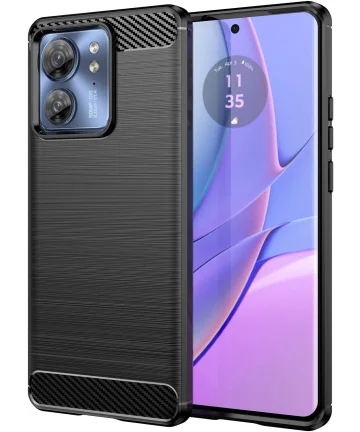 Motorola Edge 40 Hoesje Geborsteld TPU Flexibele Back Cover Zwart Hoesjes