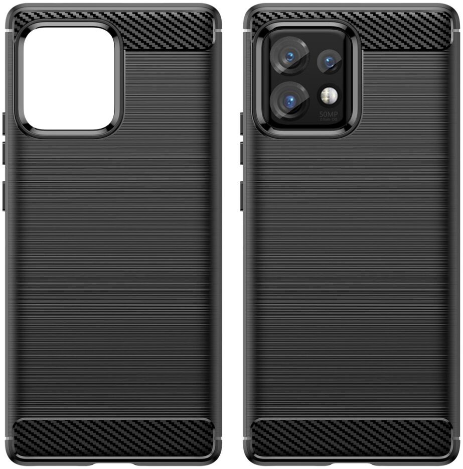 Motorola Edge 40 Pro Hoesje Geborsteld TPU Flexibele Back Cover Zwart afbeelding 2
