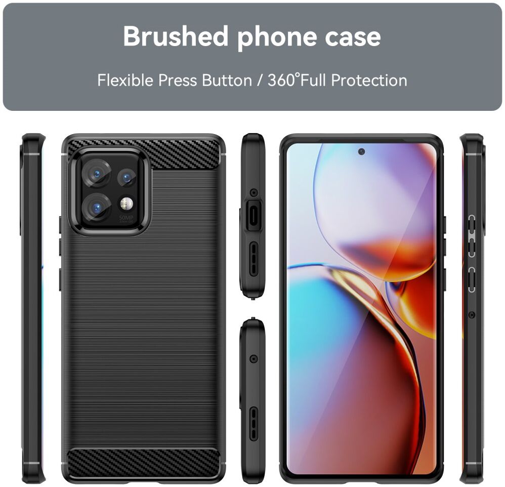 Motorola Edge 40 Pro Hoesje Geborsteld TPU Flexibele Back Cover Zwart afbeelding 8