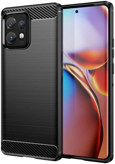 Motorola Edge 40 Pro Hoesje Geborsteld TPU Flexibele Back Cover Zwart afbeelding 1