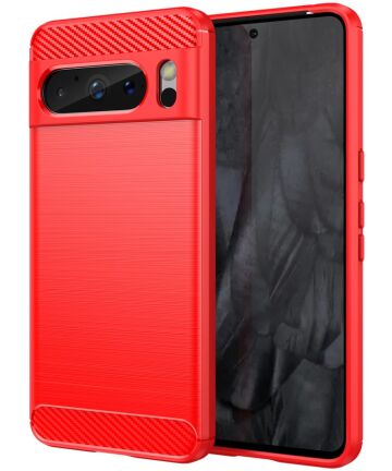 Google Pixel 8 Pro Hoesje Geborsteld TPU Flexibele Back Cover Rood Hoesjes