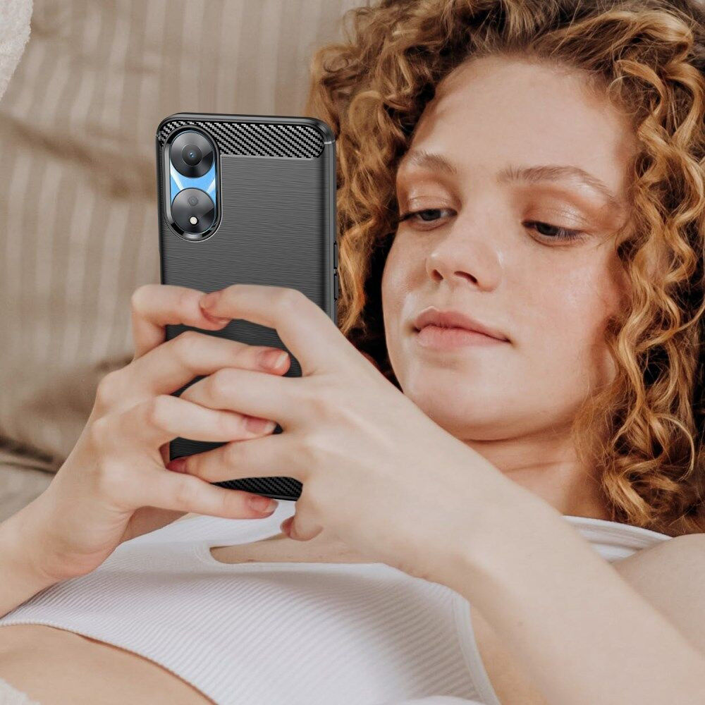 Oppo A58 5G / A78 5G Hoesje Geborsteld TPU Flexibele Back Cover Zwart afbeelding 8
