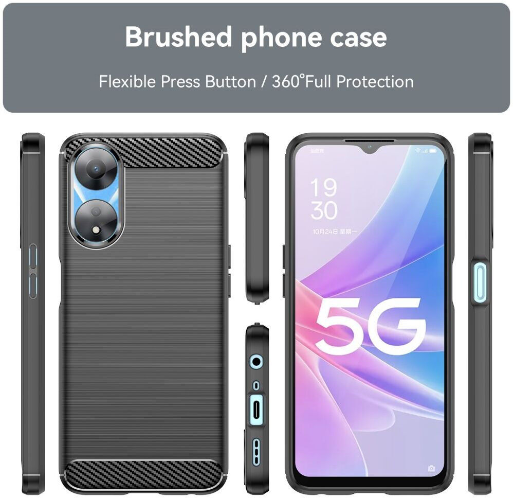 Oppo A58 5G / A78 5G Hoesje Geborsteld TPU Flexibele Back Cover Zwart afbeelding 9