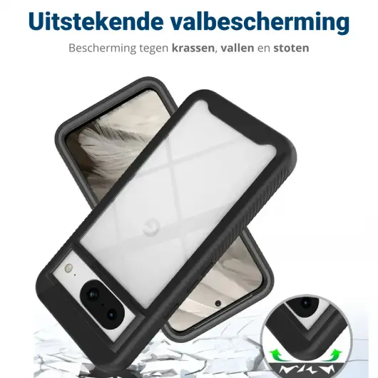 Google Pixel 8 Hoesje Full Protect 360° Cover Hybride Blauw afbeelding 4