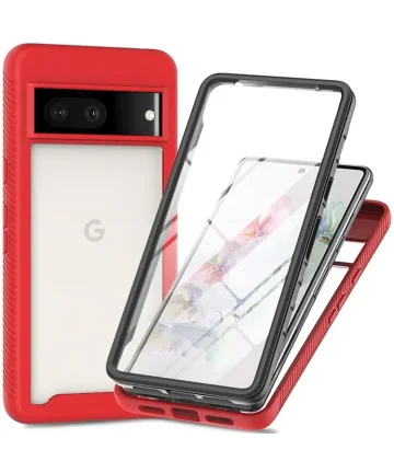 Google Pixel 8 Hoesje Full Protect 360° Cover Hybride Rood Hoesjes
