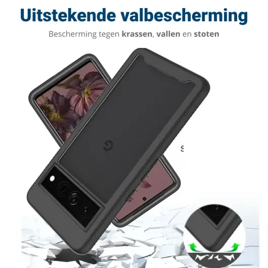 Google Pixel 8 Pro Hoesje Full Protect 360° Cover Hybride Zwart afbeelding 4