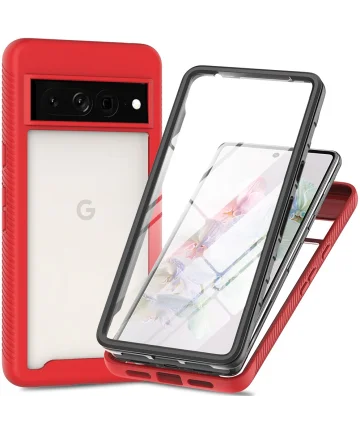 Google Pixel 8 Pro Hoesje Full Protect 360° Cover Hybride Rood Hoesjes