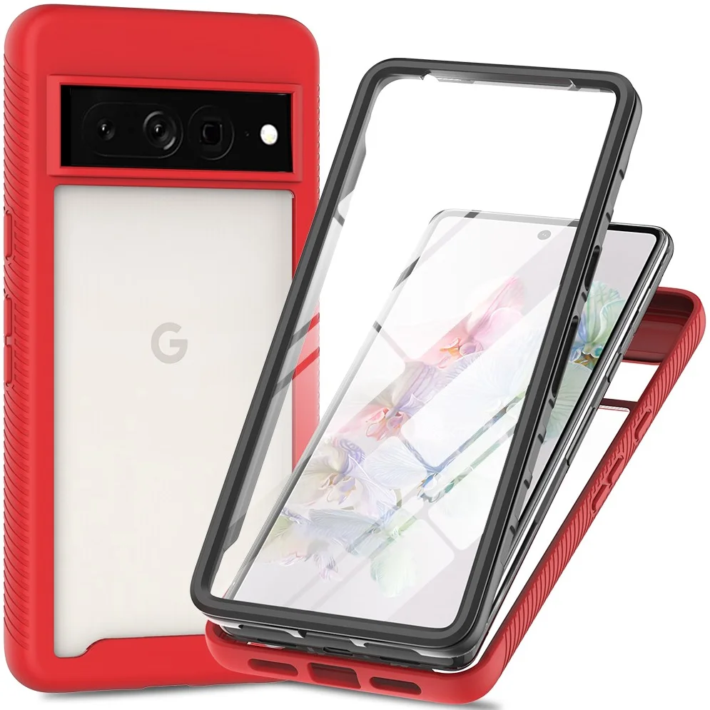 Google Pixel 8 Pro Hoesje Full Protect 360° Cover Hybride Rood afbeelding 1