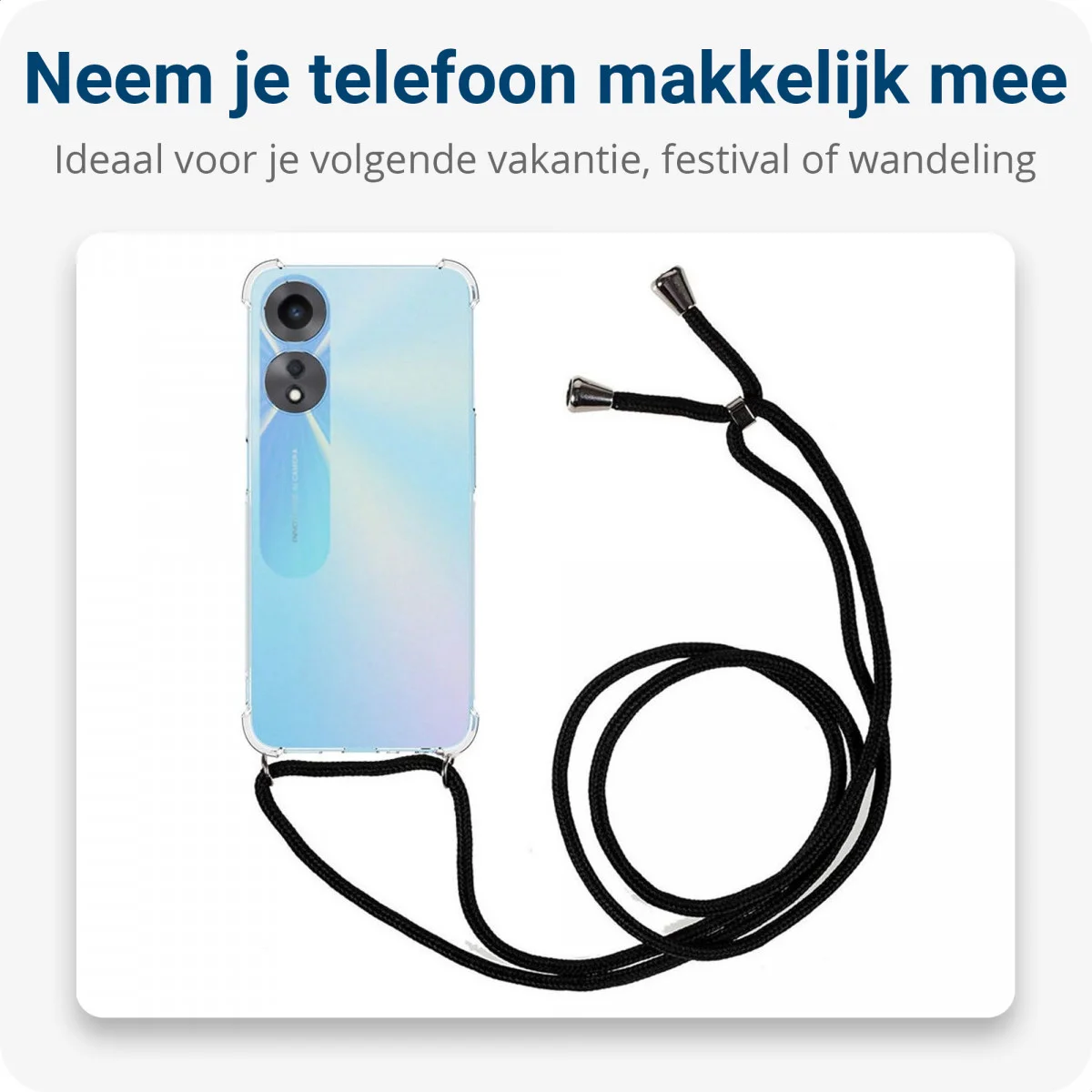 Oppo A58 5G / A78 5G Hoesje met Koord Schokbestendig TPU Transparant afbeelding 3