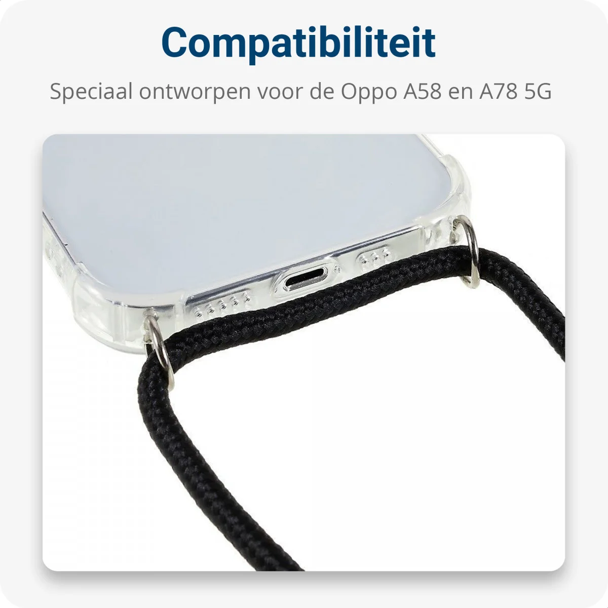 Oppo A58 5G / A78 5G Hoesje met Koord Schokbestendig TPU Transparant afbeelding 4