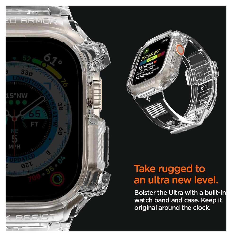 Spigen Rugged Armor Pro - Apple Watch Ultra (2) - Hoesje en Bandje - Clear afbeelding 4