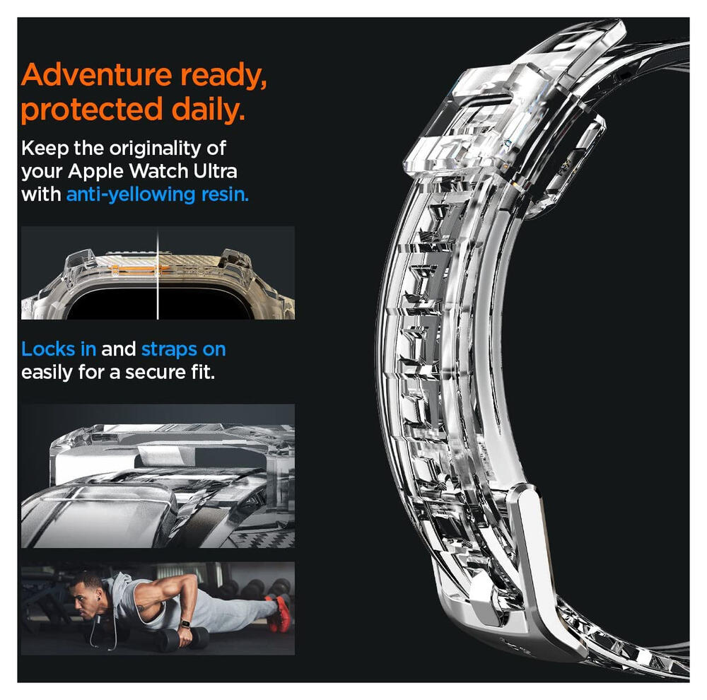 Spigen Rugged Armor Pro - Apple Watch Ultra (2) - Hoesje en Bandje - Clear afbeelding 6