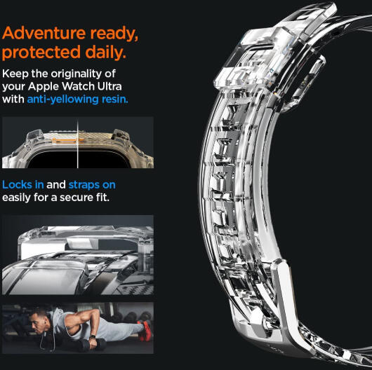 Spigen Rugged Armor Pro - Apple Watch Ultra (2) - Hoesje en Bandje - Clear afbeelding 6