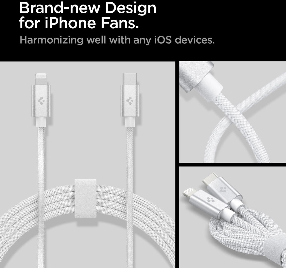 Spigen ArcWire USB-C naar Lightning Kabel Power Delivery MFi 2M Wit afbeelding 4