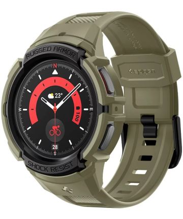 Spigen Rugged Armor Pro - Galaxy Watch 5 Pro Hoesje - en Bandje - Khaki Cases