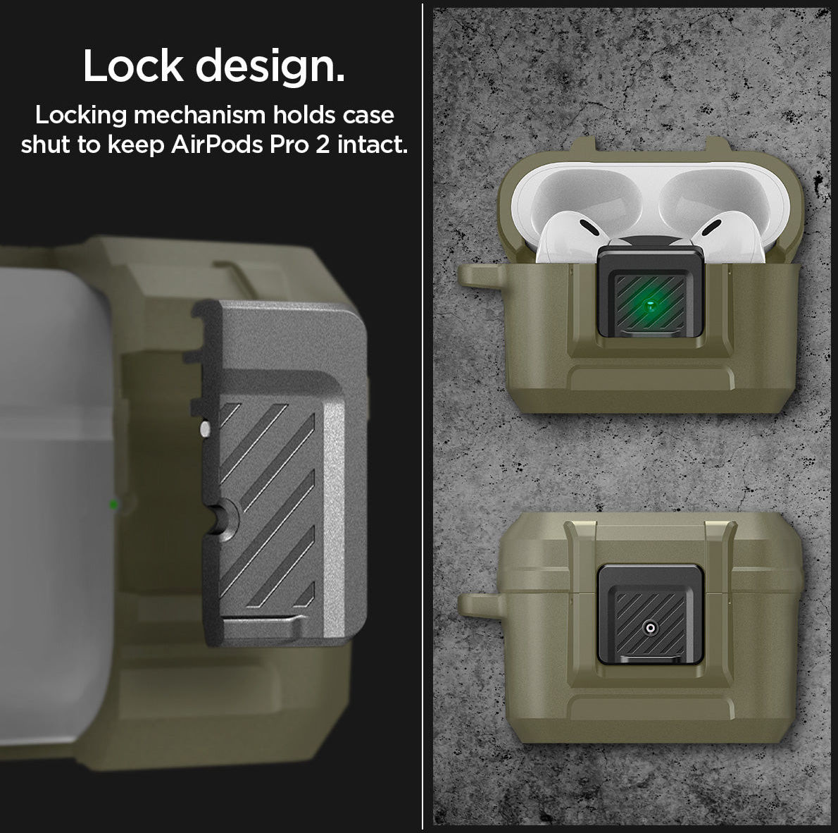 Spigen Lock Fit Apple AirPods Pro 1 / 2 Hoesje Khaki afbeelding 4