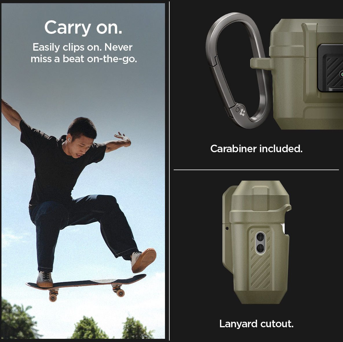 Spigen Lock Fit Apple AirPods Pro 1 / 2 Hoesje Khaki afbeelding 5