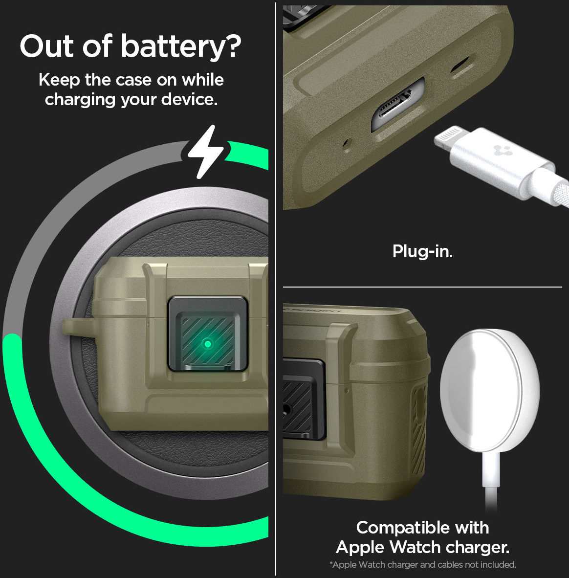 Spigen Lock Fit Apple AirPods Pro 1 / 2 Hoesje Khaki afbeelding 6